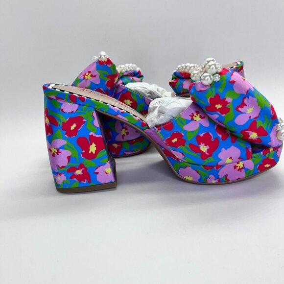 Betsy Johnson Maccie Platform Sandal Womens Size 7 in Blue Multi Floral Pearls - Picture 7 of 15